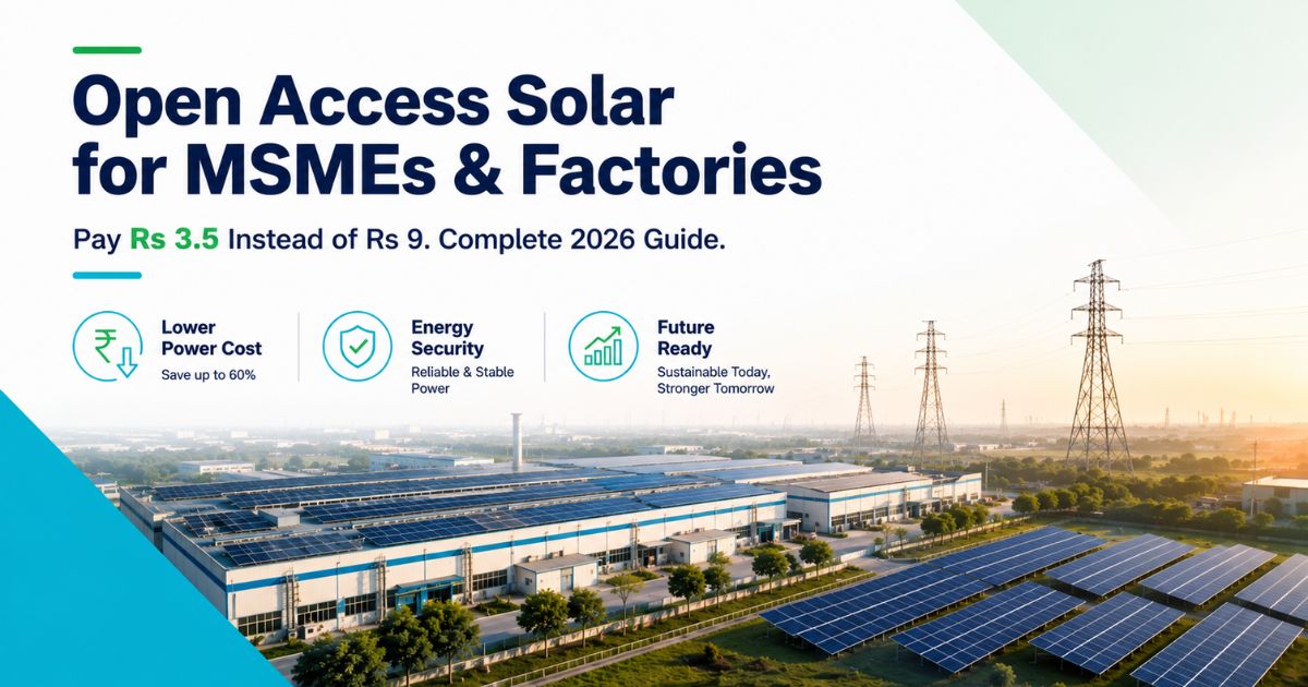 Open access solar MSME factory India 2026 complete guide aerial industrial zone rooftop ground mounted