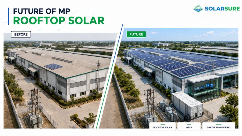 Future MP industrial facility with rooftop solar, battery storage and digital energy monitoring.